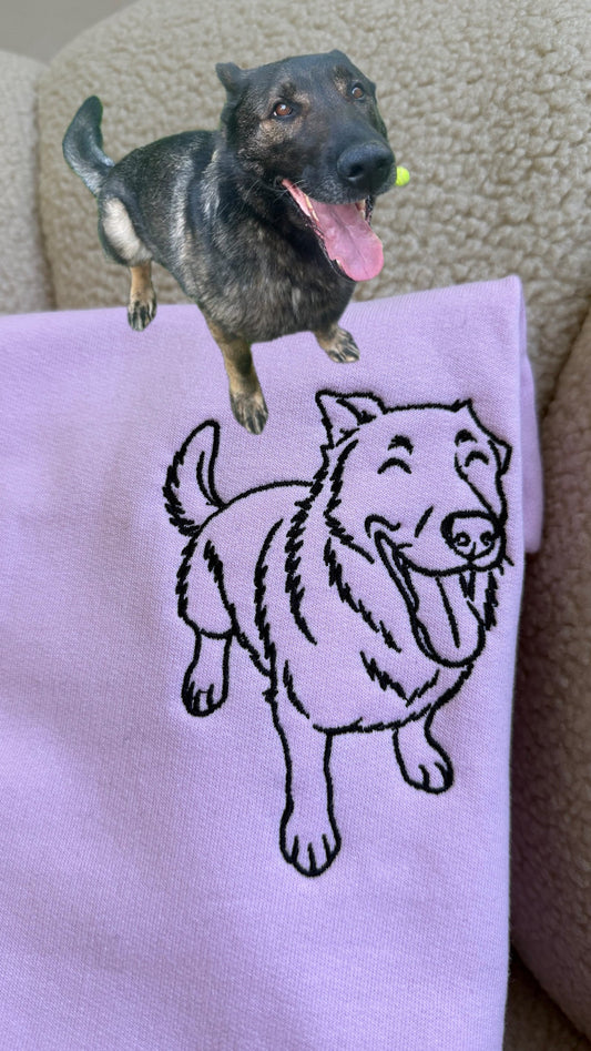 Pet line art embroidery