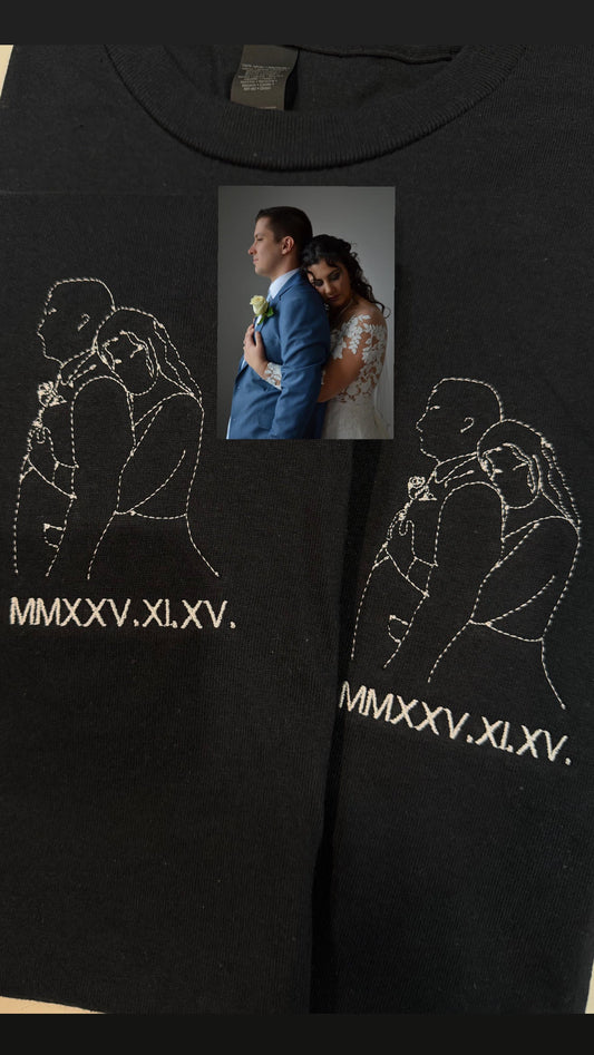 Roman numeral date embroidery